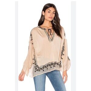 Free People Eden Top in Pearl Boho Neutral Oversized Flowy Small
